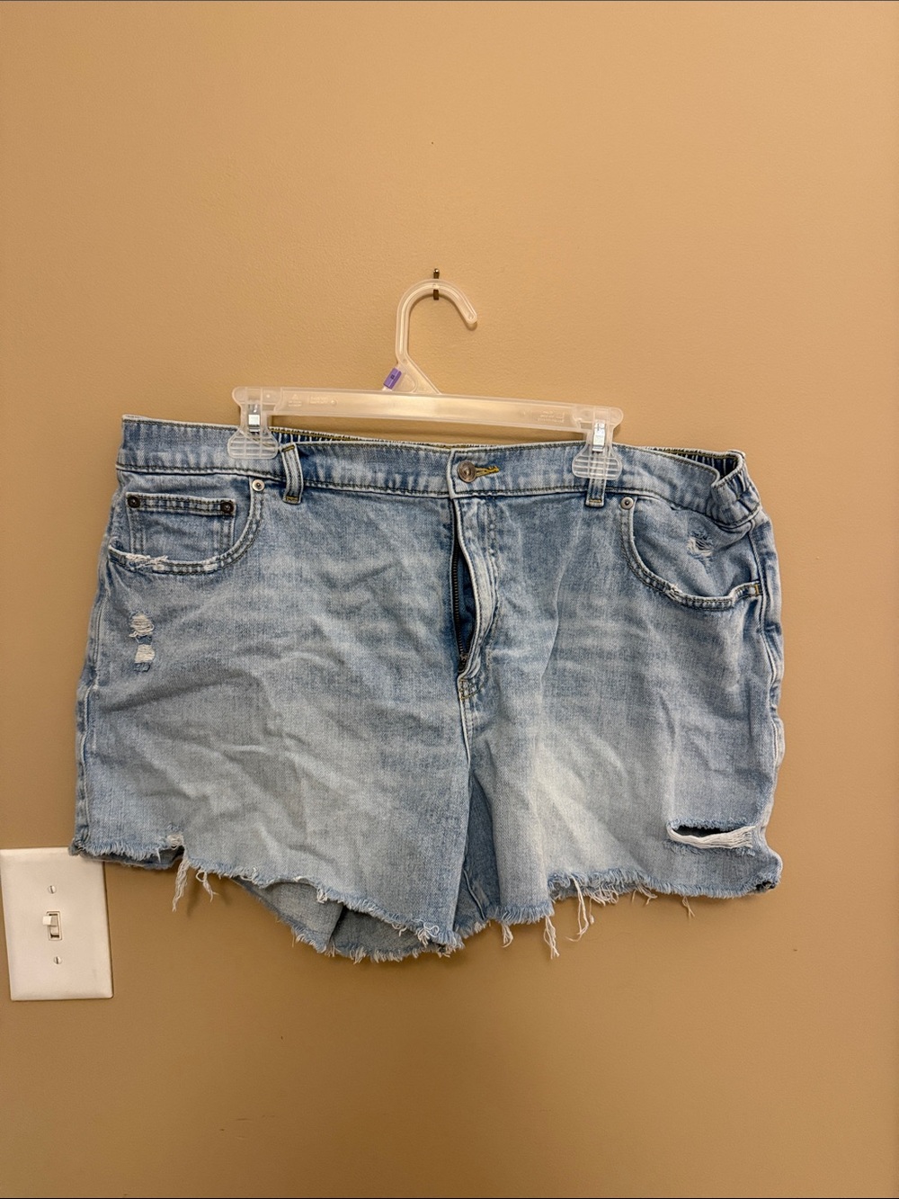 aerie Light Blue Distressed Denim Shorts